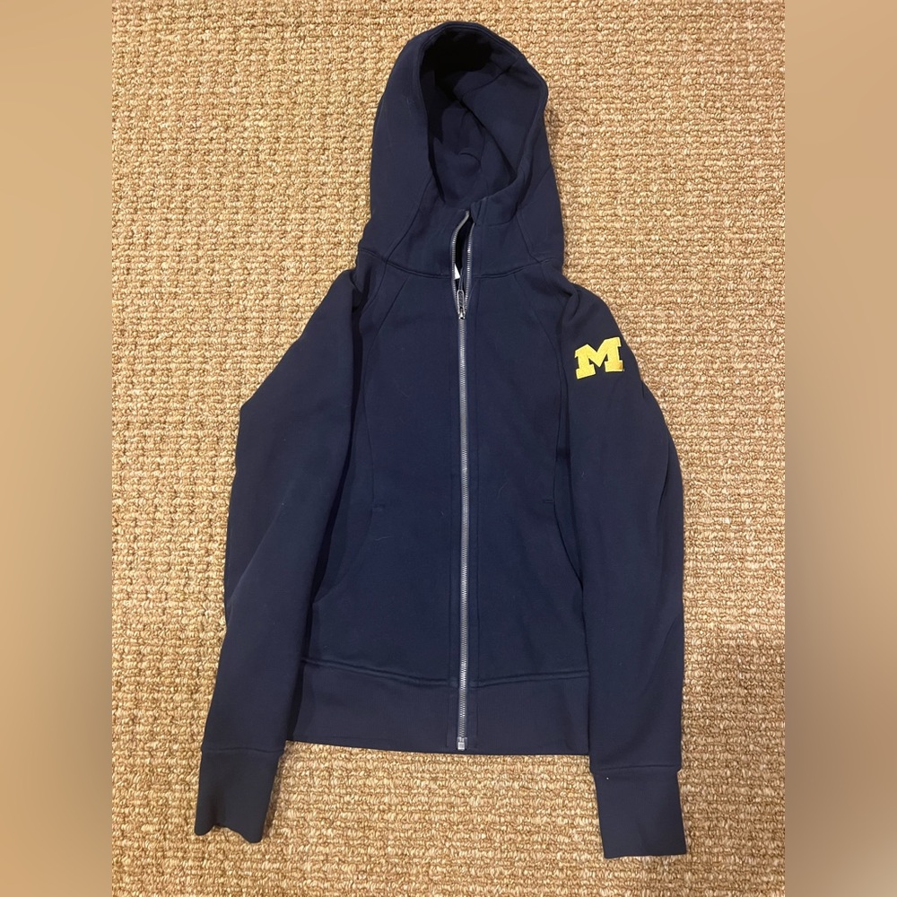 Lululemon Scuba hooded zip up. University of Michigan. Blue with yellow M